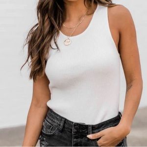 PINK LILY Waiting On The Night Ribbed Bodysuit